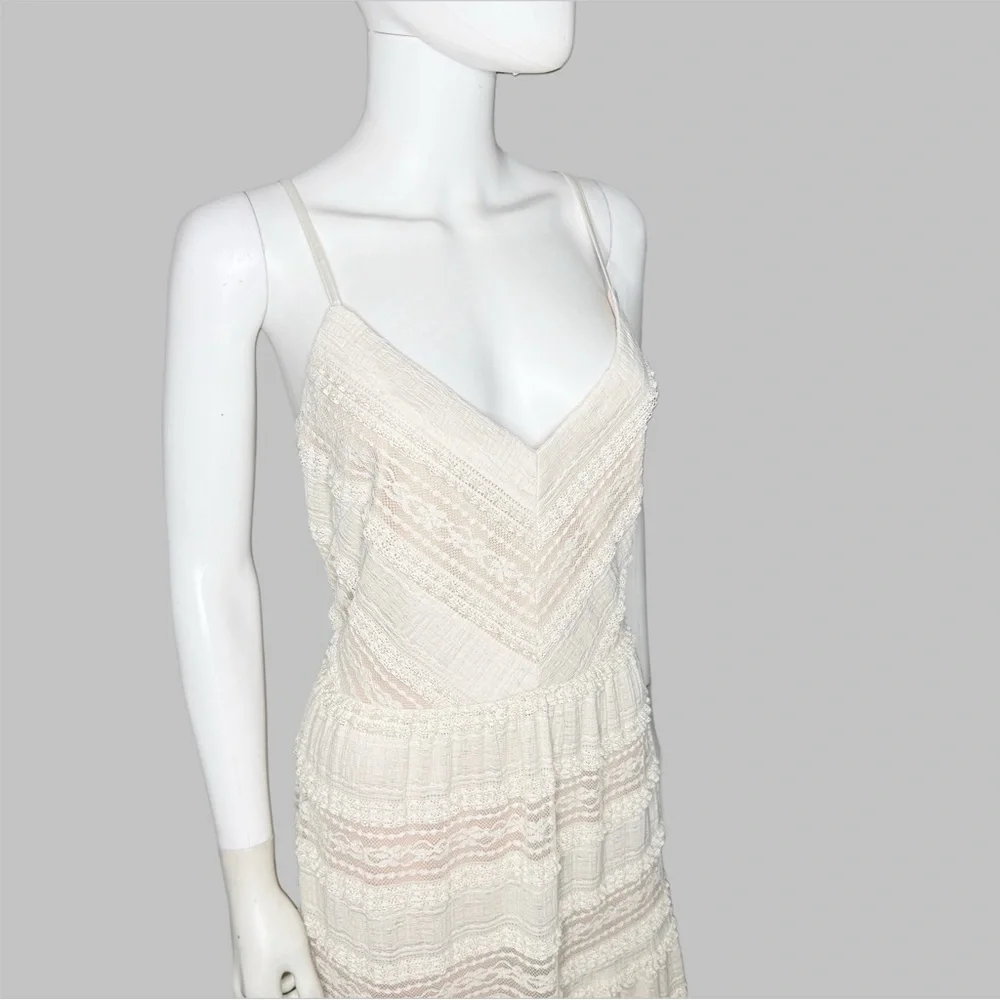 Eliza J Cream Lace Inset Detail Maxi‎ Sun Dress